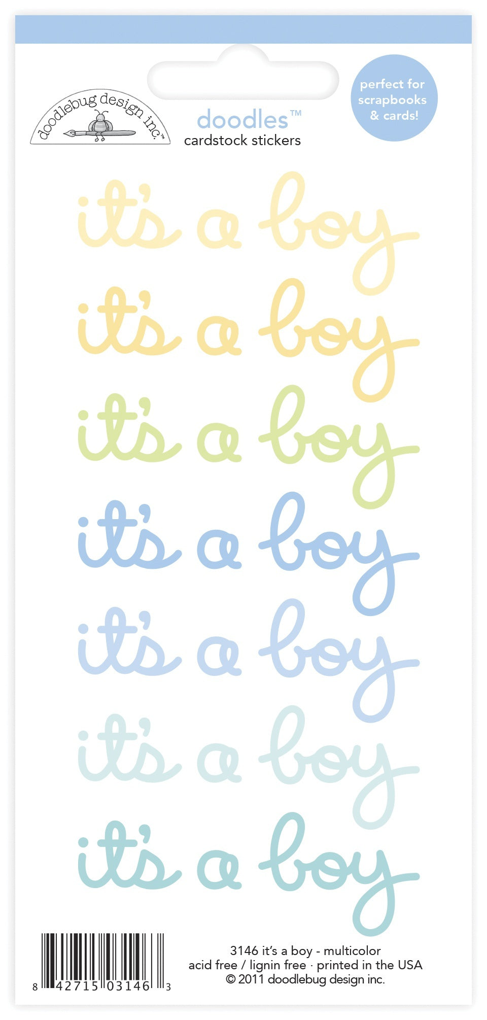 Doodlebug Doodles Cardstock Stickers - Multicolor It's A Boy