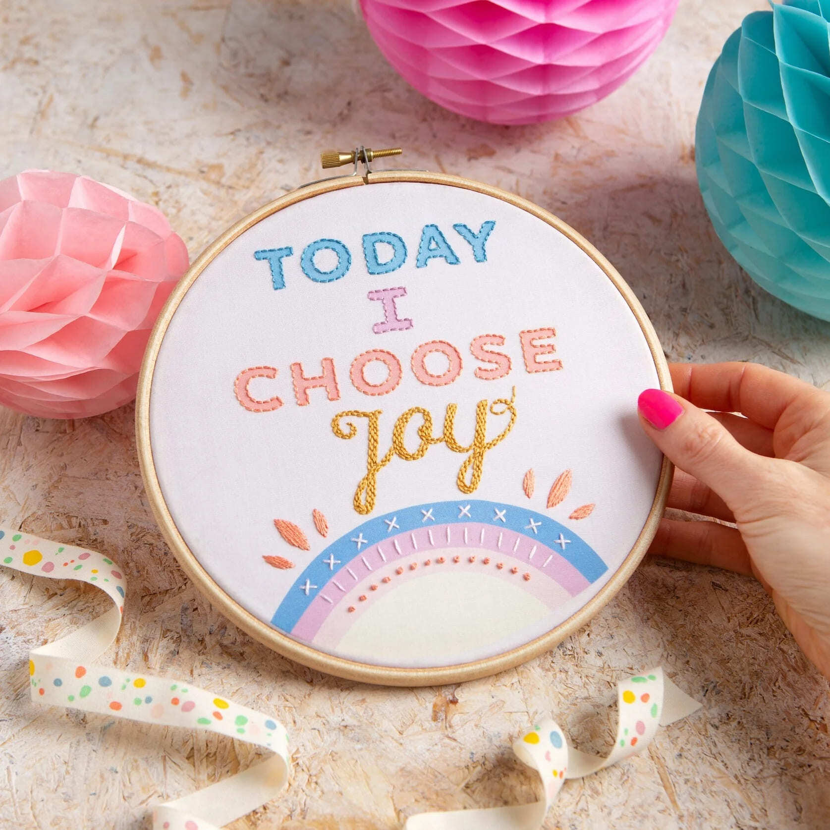 Hawthorn Handmade Today I Choose Joy Embroidery Kit