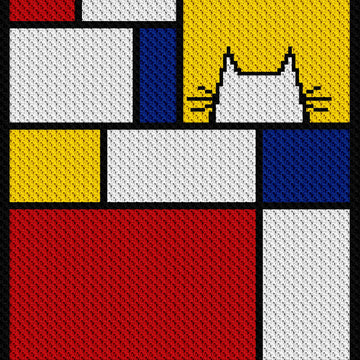 Mondrian Cat Blanket C2C Crochet Pattern