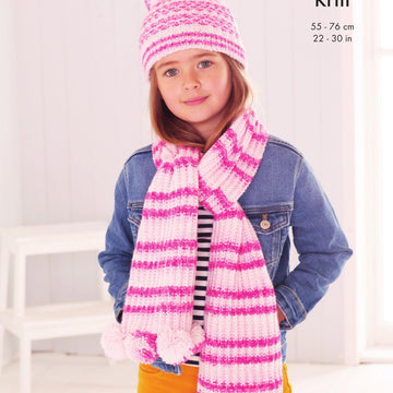 Jacket, Scarf & Hat in King Cole Stripe DK - 5595 - Downloadable PDF