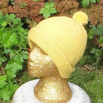 Ladies Luxury Moss Stitch (Seed Stitch) Roll Brim Bobble (Pom-Pom) Beanie Hat