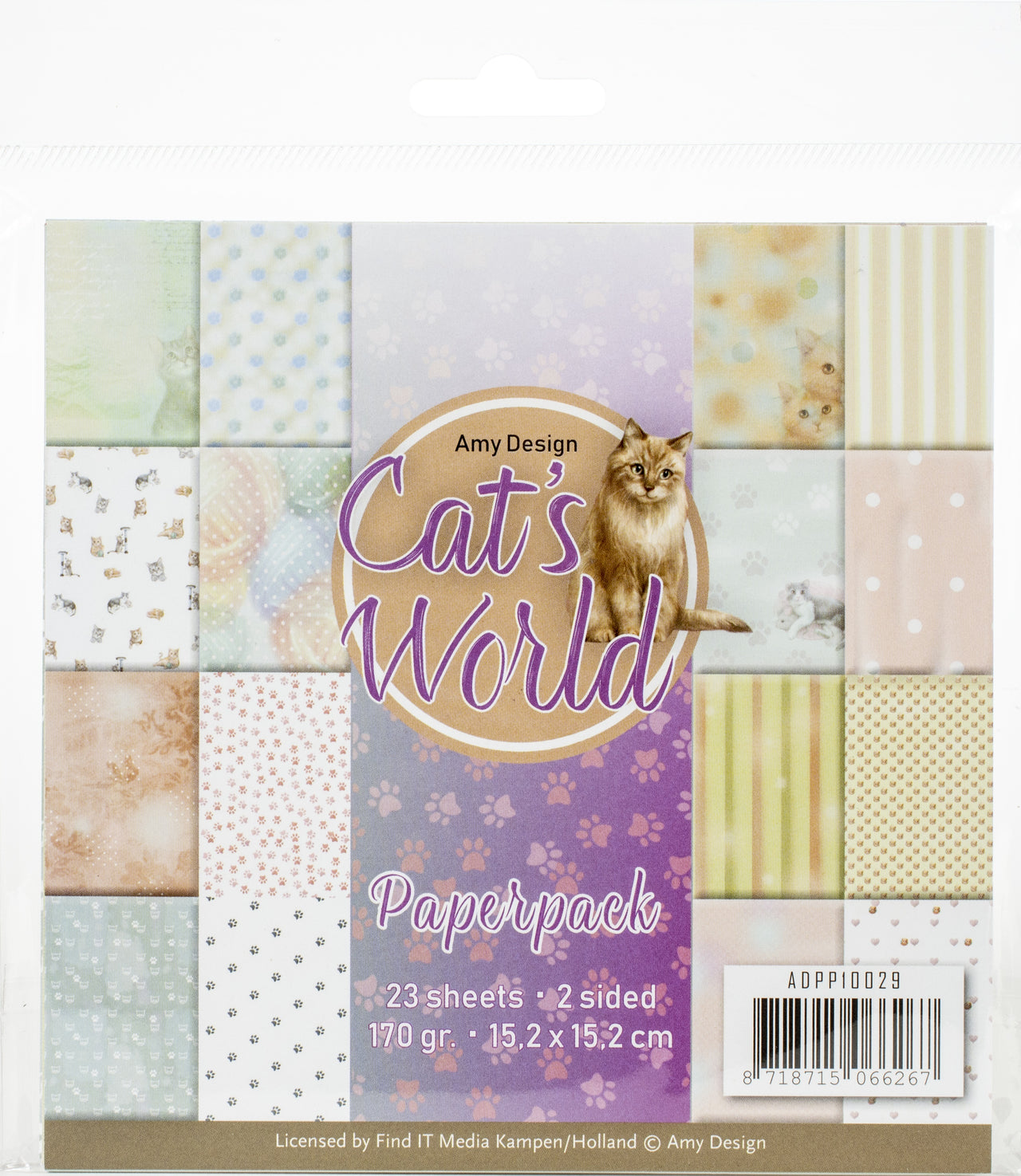 Find It Trading Amy Design Paper Pack 6"X6" 23/Pkg - Cat's World, Double-Sided
