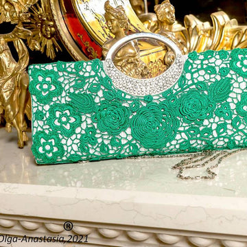 Lace emerald wedding bag