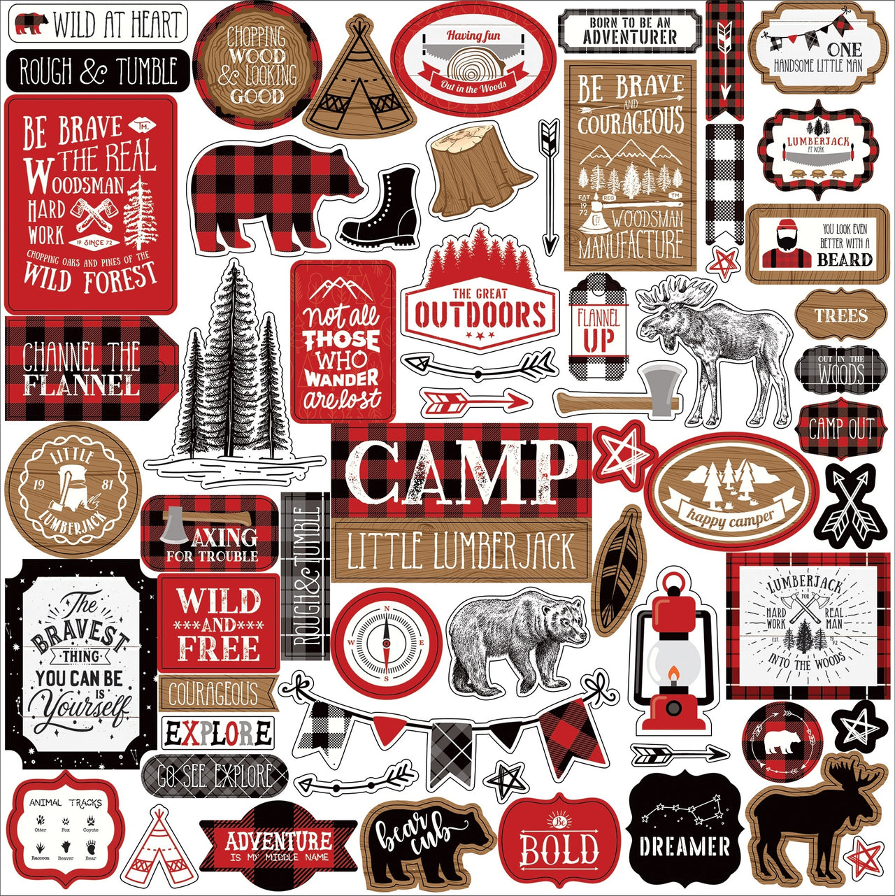 Echo Park Paper Little Lumberjack Cardstock Stickers 12"X12" - Elements