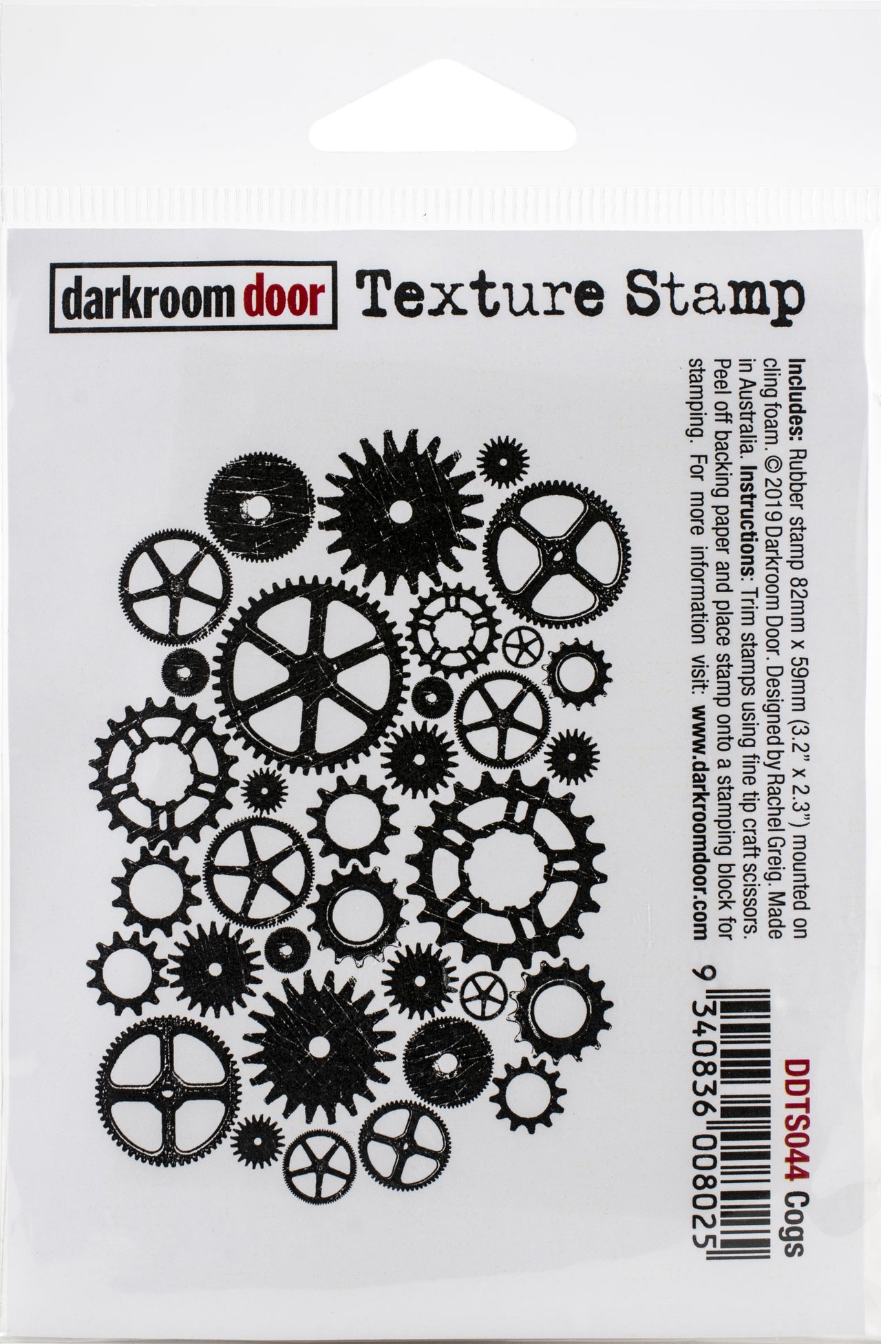 Darkroom Door Texture Stamp 2.3"X3.3" - Cogs
