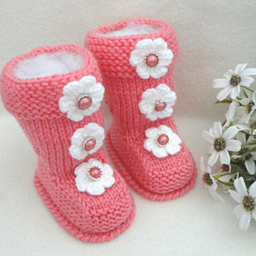 Knitted Baby Girl Booties Aurora Pattern by Elena Mitchell