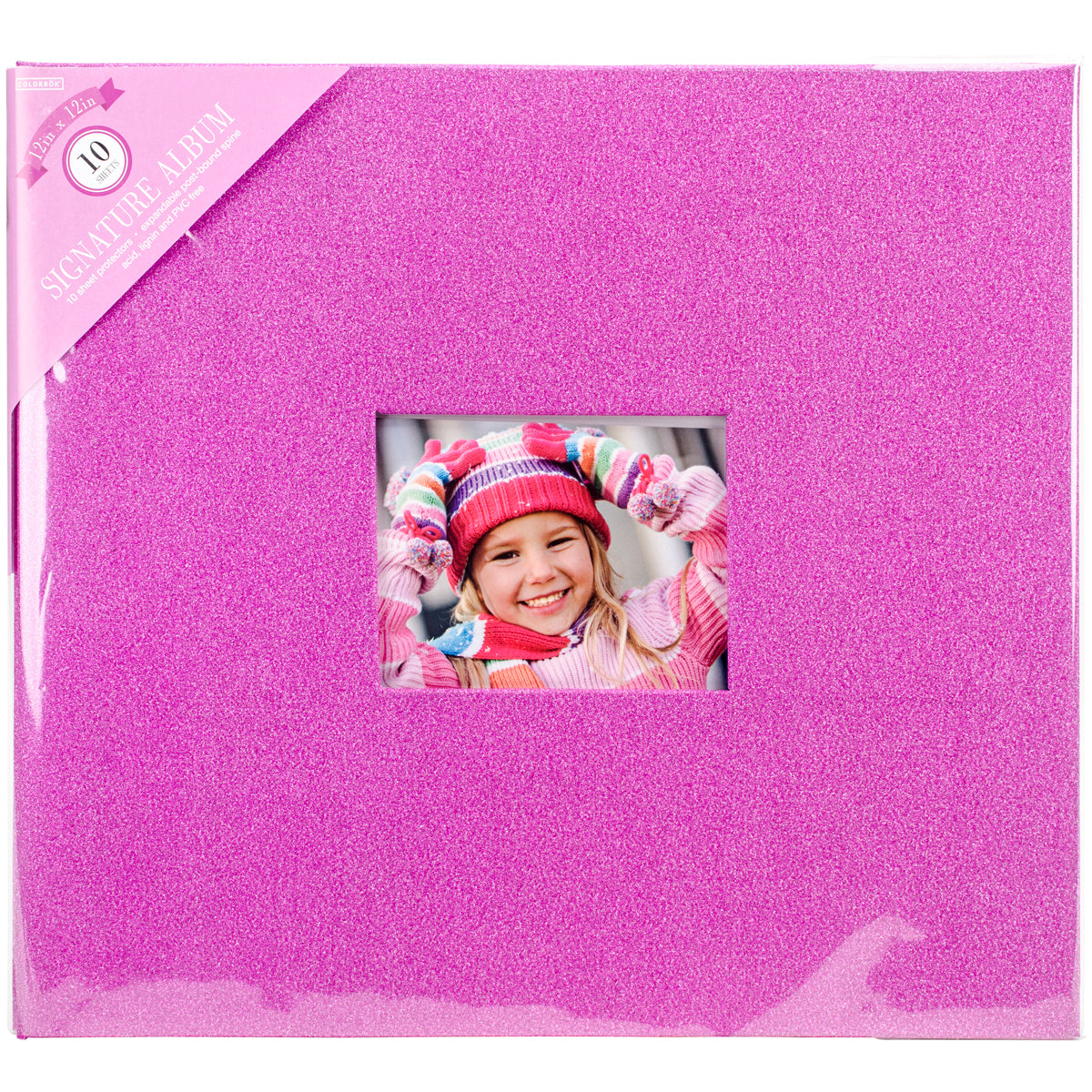 American Crafts Colorbok Post Bound Glitter Album 12"X12" - Pink