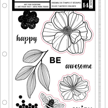 American Crafts Vicki Boutin Wildflower & Honey Stamps & Dies - Wildflower W/Magnetic Sheet & Pouch