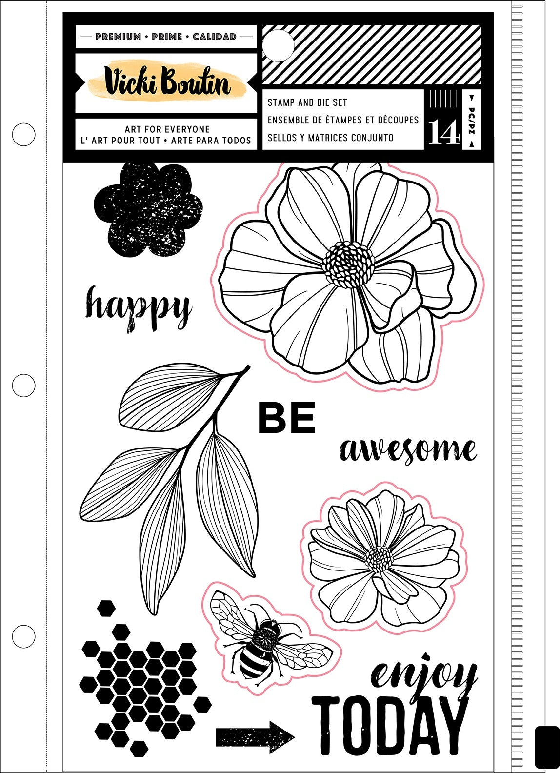 American Crafts Vicki Boutin Wildflower & Honey Stamps & Dies - Wildflower W/Magnetic Sheet & Pouch
