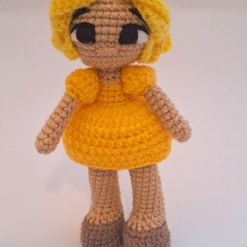 Yellow Rainbow Crochet Doll 3 Levels in 1