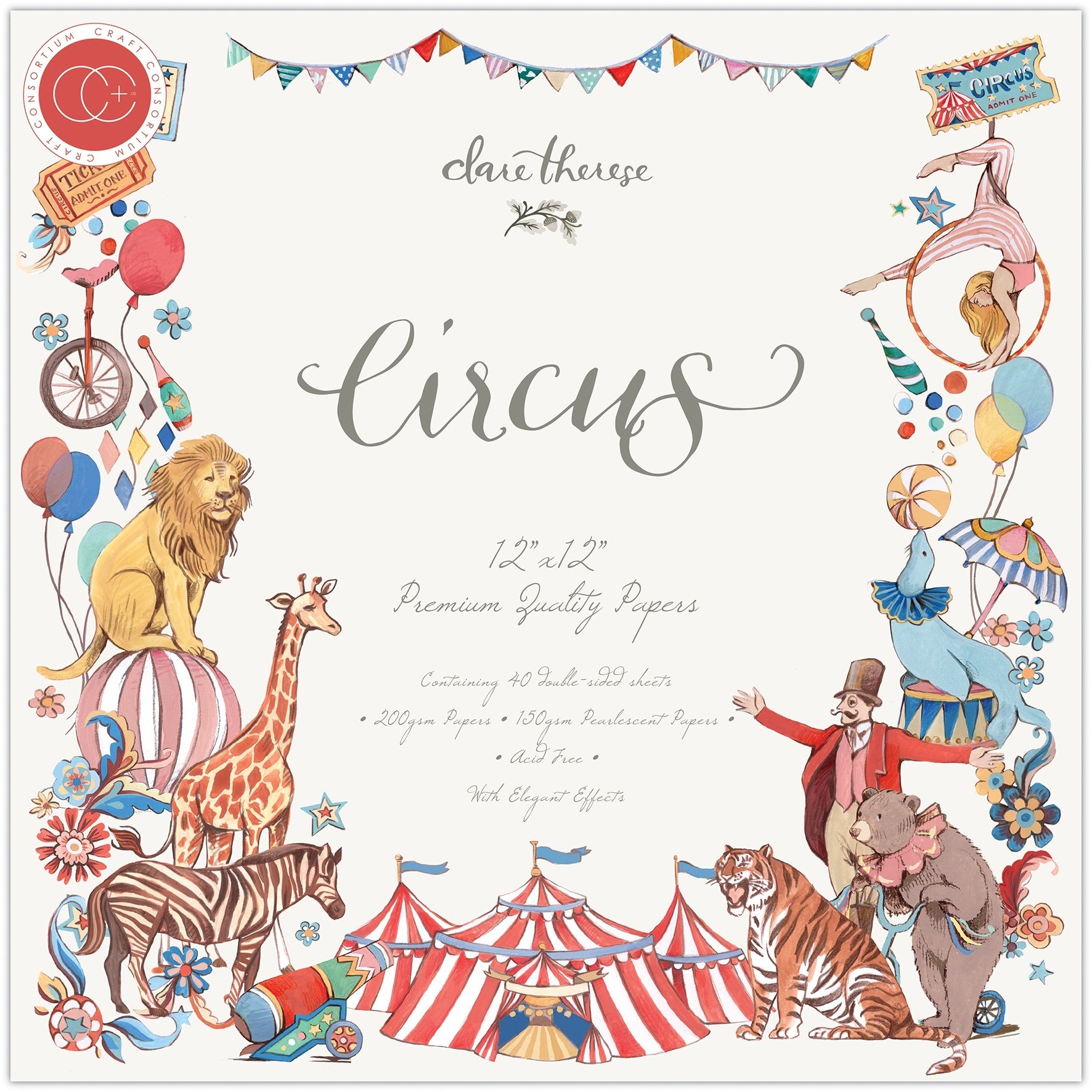 Craft Consortium Double-Sided Paper Pad 12"X12" 40/Pkg - Circus