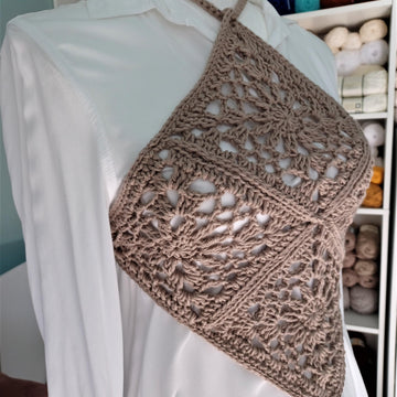 STONE BEIGE CROCHET HALTER TOP