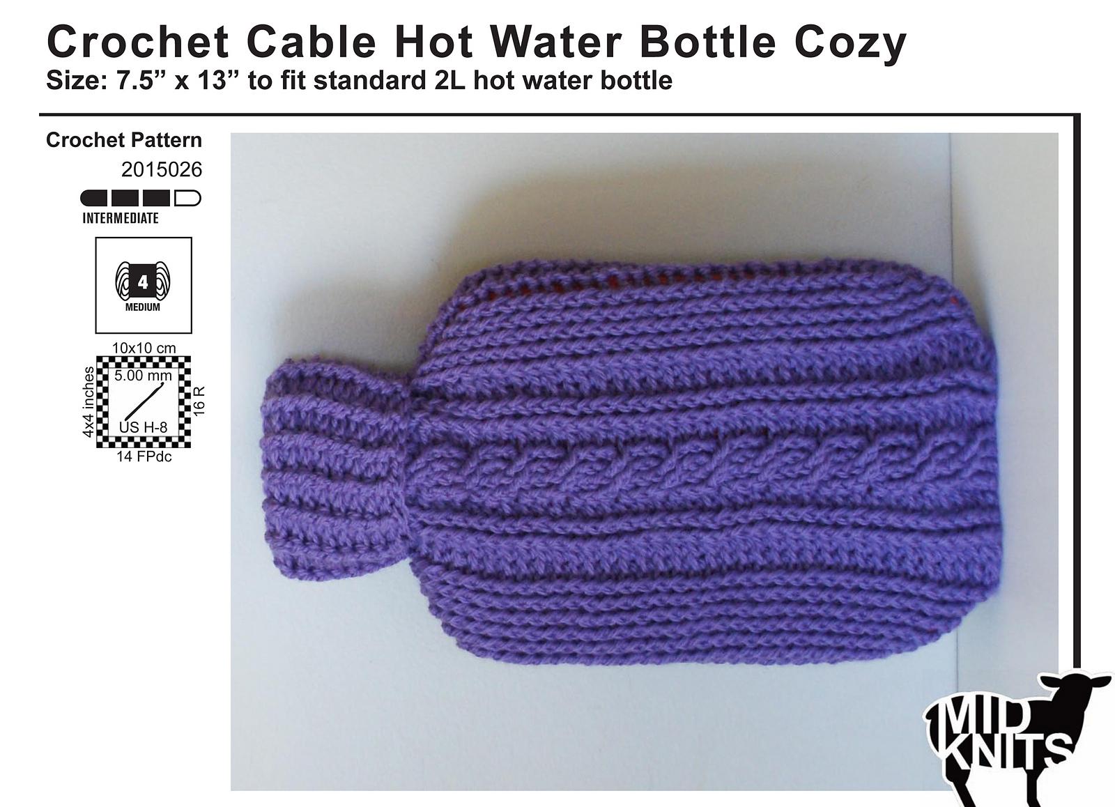 Crochet Cable Hot Water Bottle Cozy (2015026)
