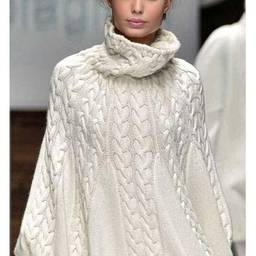 KNIT Cable Women PONCHO - Wool CAPE Sweater