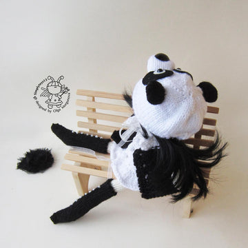 Doll Panda girl knitted flat
