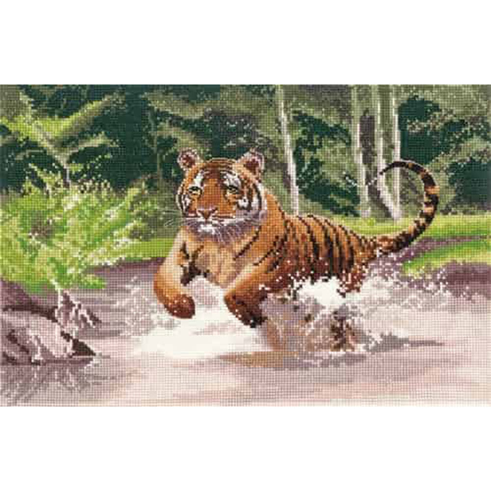 Heritage Crafts Tiger, 14 count Aida Cross Stitch Kit