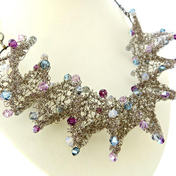 Crystal & Wire Spiral Necklace