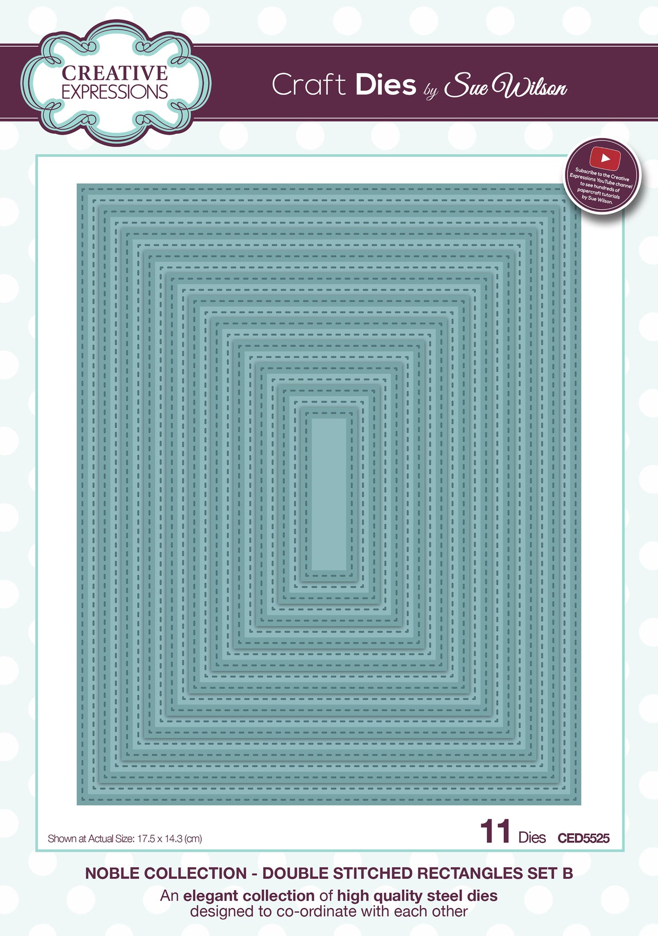 Creative Expressions Craft Dies By Sue Wilson - Double Stitched Rectangles Set B