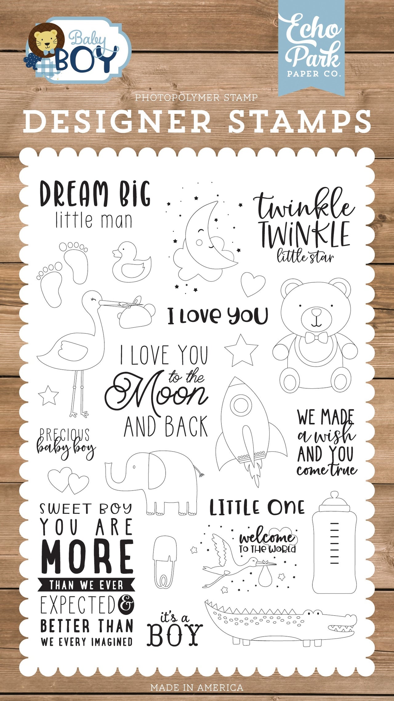 Echo Park Paper Echo Park Stamps - Dream Big Little Man, Baby Boy