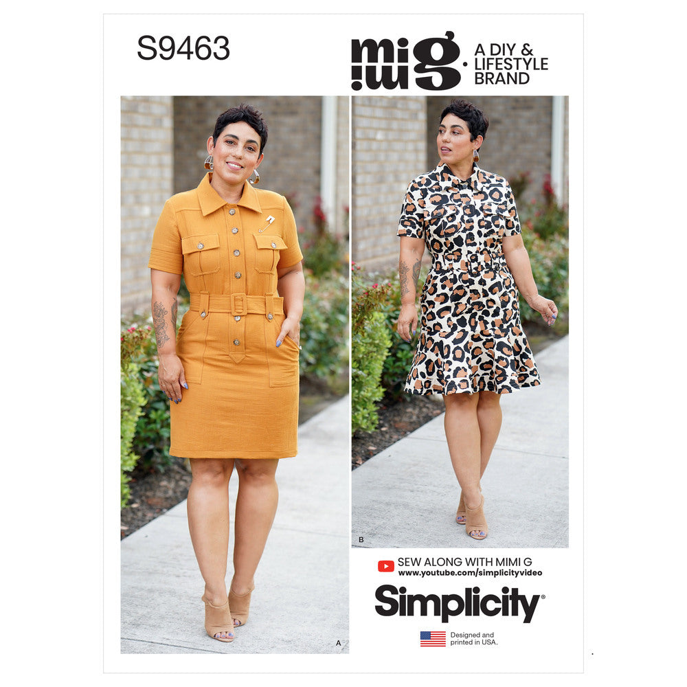Simplicity Misses' Shirt Dress with Belt S9463 - Sewing Pattern