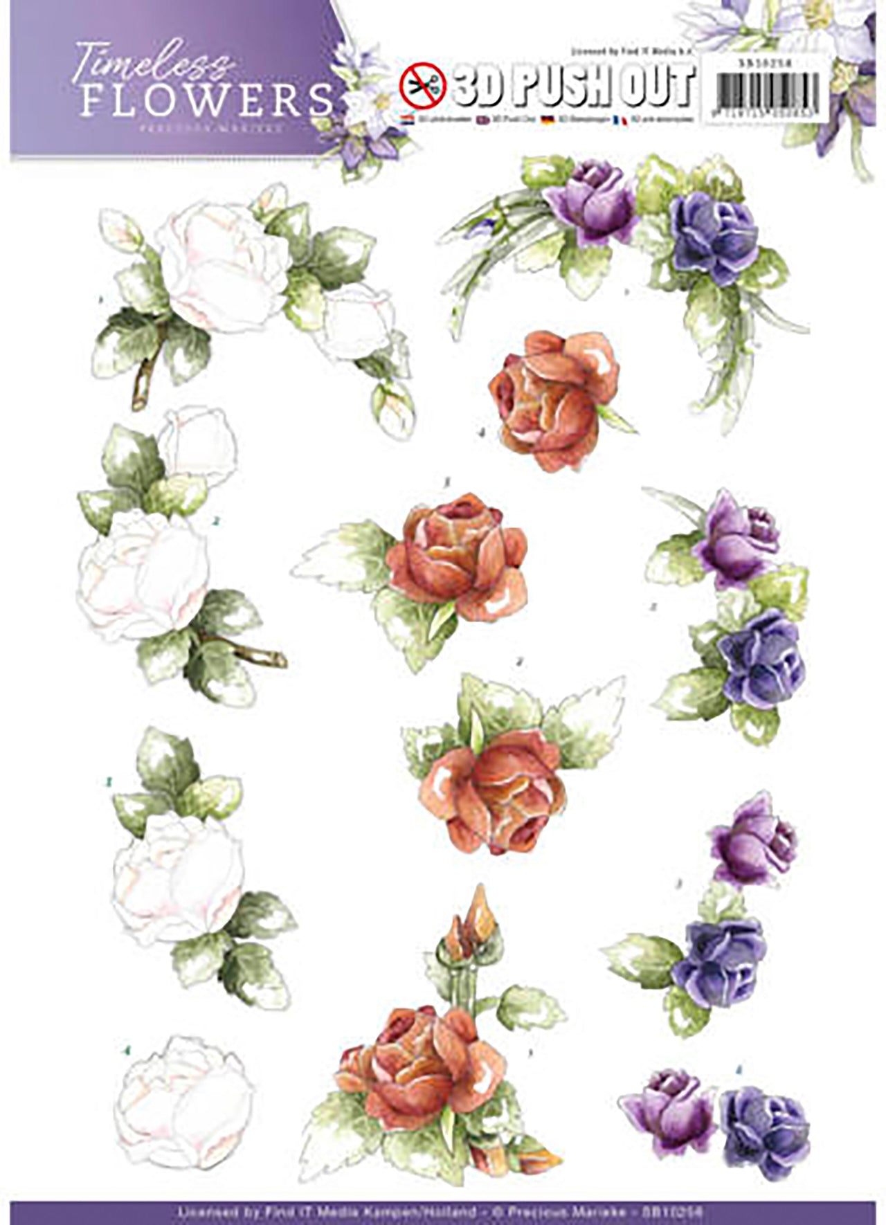 Find It Trading Precious Marieke Punchout Sheet - Roses, Timeless Flowers