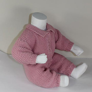 Baby Simple Aran Moss Stitch Collar Onesie