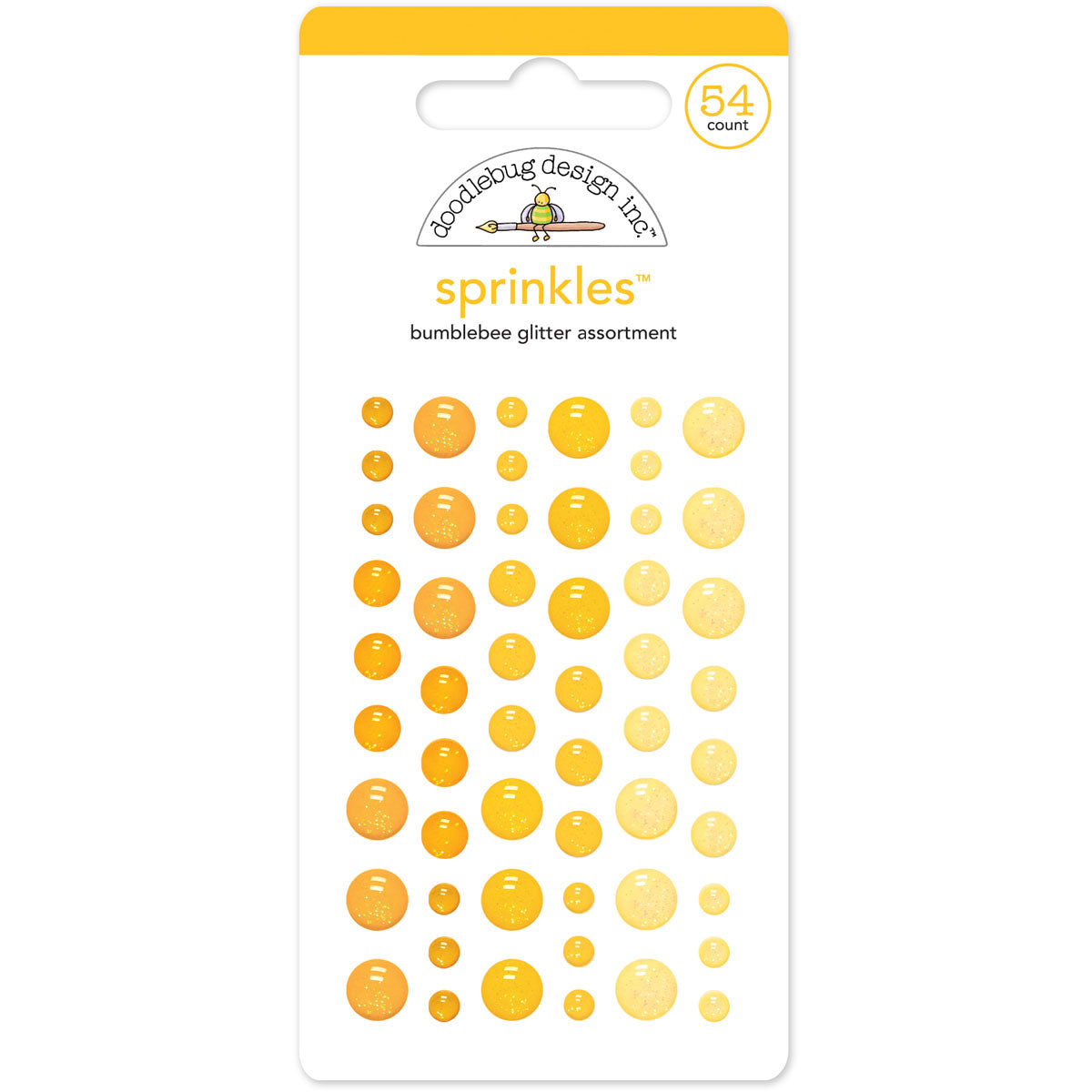 Doodlebug Sprinkles Adhesive Glitter Enamel Dots 54/Pkg - Bumblebee