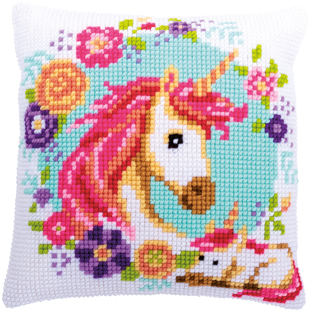 Vervaco Unicorn Cushion Cross Stitch Kit - 40cm x 40cm - 40cm x 40cm