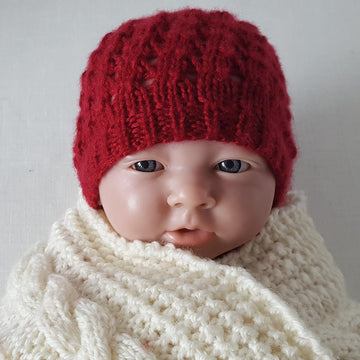 Lizzy - Prem and newborn slanting eyelet beanie