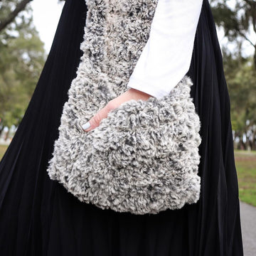 Faux Fur Hooded Scarf with Pockets