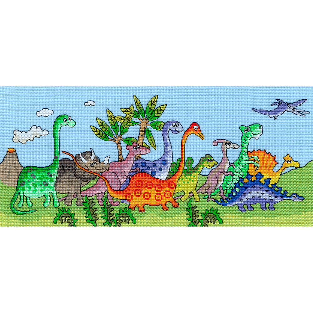 Bothy Threads Dinosaur Fun Cross Stitch Kit - 38cm x 16cm