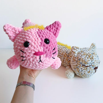 No Sew Long Cat Plush Toy (Bubblegum & Sleepy)