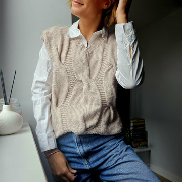 Cable v neck sweater vest
