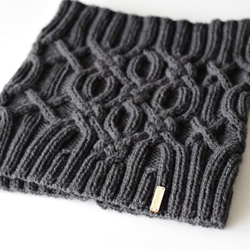 Granite cable knit cowl scarf