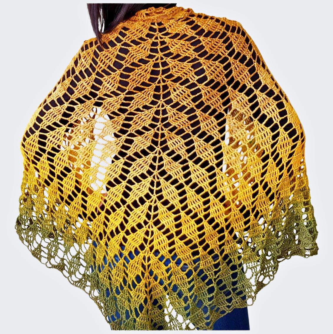 Crochet Pattern Triangle Shawl BioTronik #2 | Geometric Crochet Shawl | Lightweight Wrap PDF