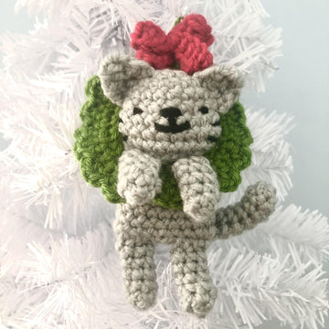 Cat in a Wreath Christmas Ornament