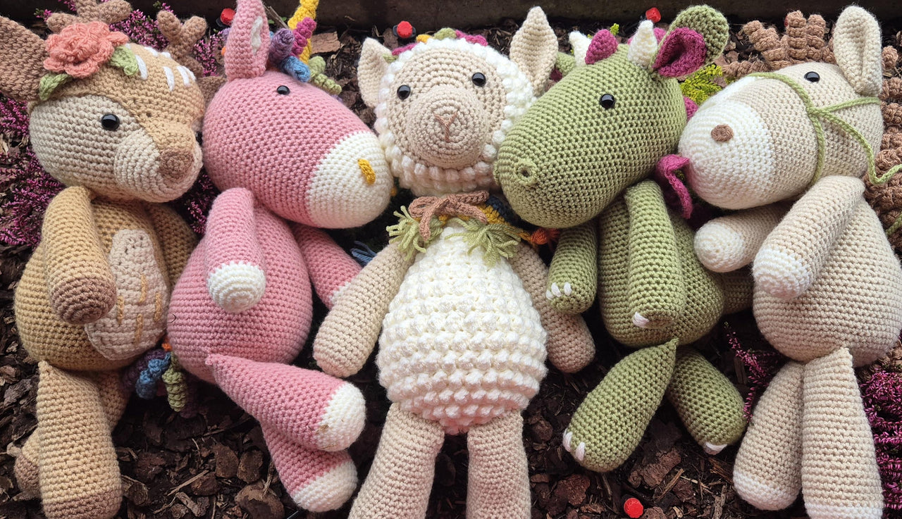 Fantasy Forest and Domestic Animals Deer Dragon Horse Llama Unicorn Crochet Amigurumi Dolls Plushie