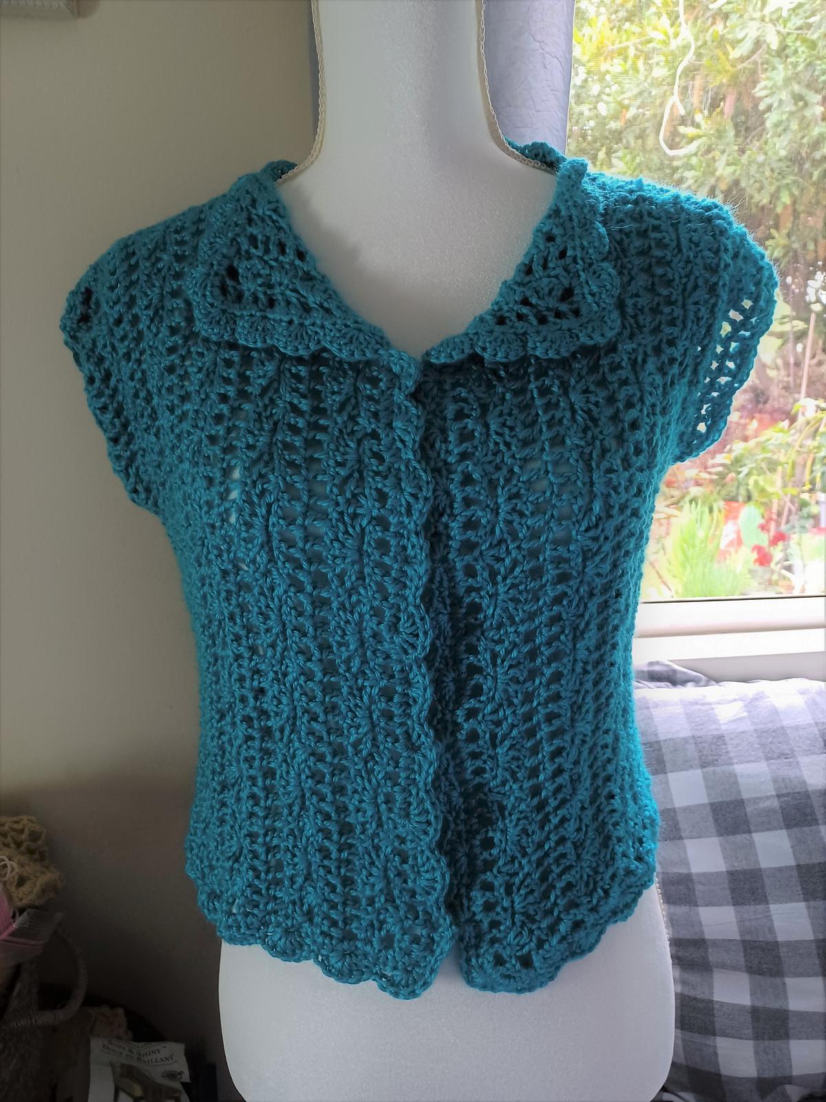 Turquoise Vintage Crochet Lace Blouse