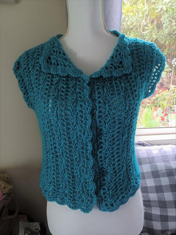 Turquoise Vintage Crochet Lace Blouse