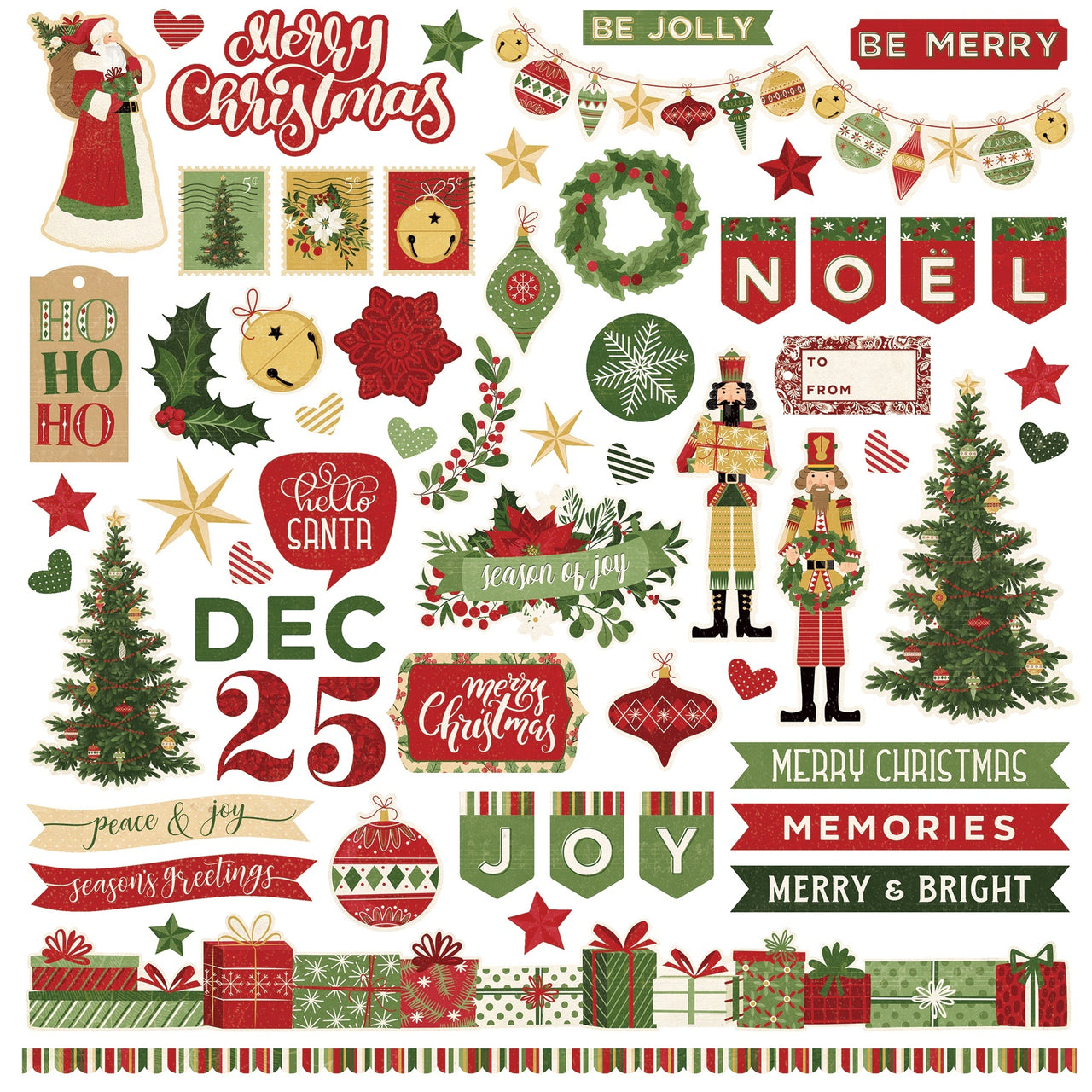 Photoplay Paper Christmas Memories Stickers 12"X12" - Elements