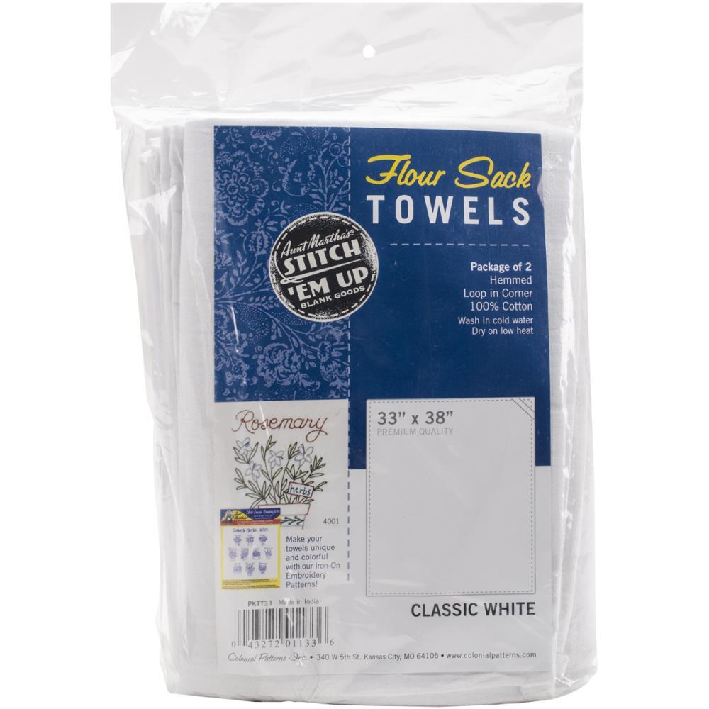 Aunt Martha's Stitch 'Em Up Flour Sack Towels 33in x 38in 2/Pkg