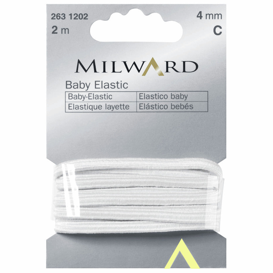 Milward Baby Elastic: 2m x 4mm: White