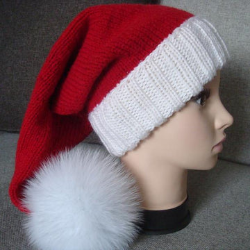 Santa Hat with Fur Pom Pom