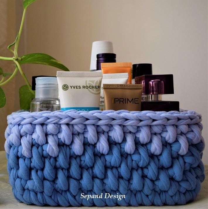 T-shirt yarn basket- Twisted St. Blue