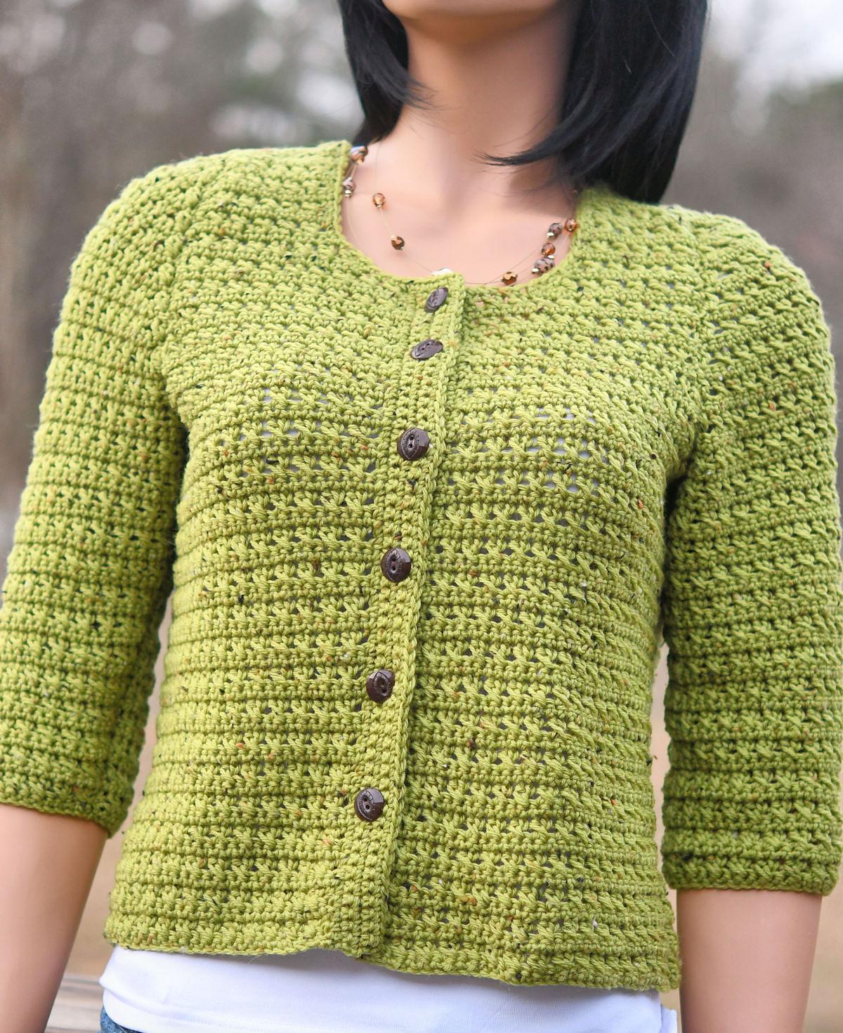 Crossed Stitch Button Front Cardigan