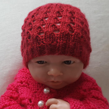Lizzy - Prem and newborn slanting eyelet beanie