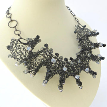 Crystal & Wire Spiral Necklace
