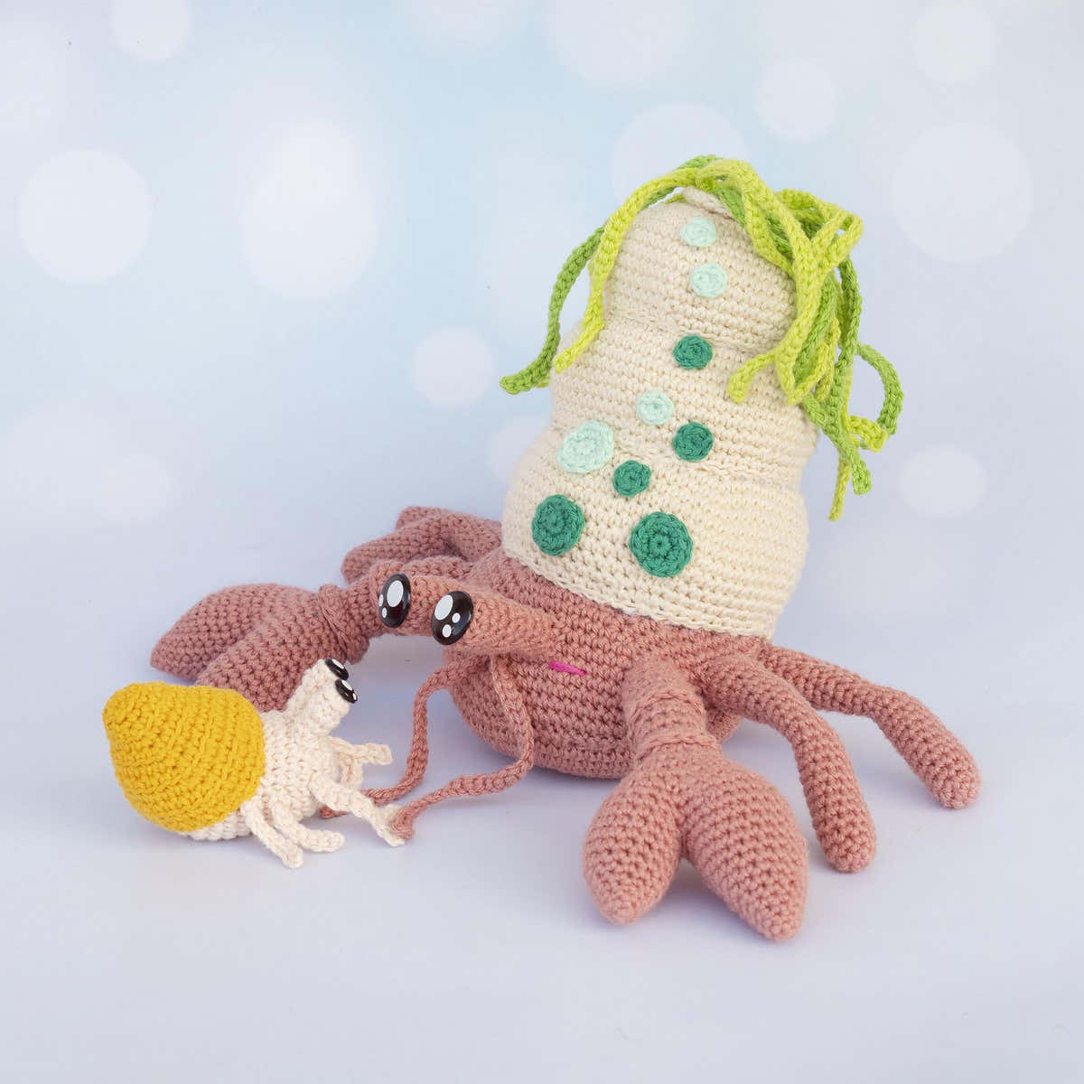 Hermit crab mom and her babies