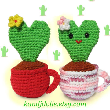Amigurumi Heart Cactus - Crochet Pattern
