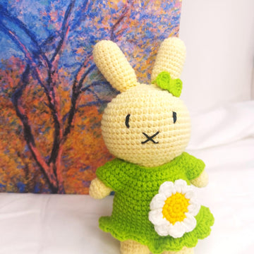 Miffy Bunny Outfit Bundle - Crochet Patterns for Overalls, Green & Pink Dresses with Accessories